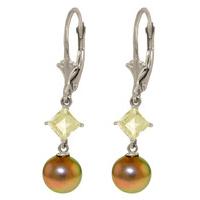 Pearl and Aquamarine Drop Earrings 5.0ctw in 9ct White Gold