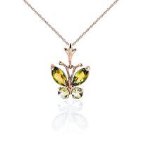 Peridot Butterfly Pendant Necklace 0.6ctw in 9ct Rose Gold