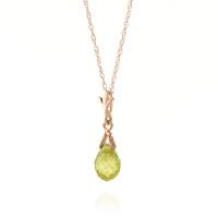 Peridot Droplet Briolette Pendant Necklace 2.5ct in 9ct Rose Gold