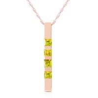 Peridot Bar Pendant Necklace 0.35ctw in 9ct Rose Gold