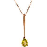 Pear Cut Peridot Pendant Necklace 0.65ct in 9ct Rose Gold