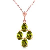 Pear Cut Peridot Pendant Necklace 2.25ctw in 9ct Rose Gold