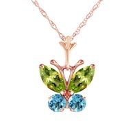 peridot and blue topaz butterfly pendant necklace 06ctw in 9ct rose go ...