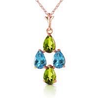 Peridot and Blue Topaz Pendant Necklace 1.5ctw in 9ct Rose Gold