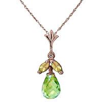 Peridot Snowdrop Briolette Pendant Necklace 1.7ctw in 9ct Rose Gold