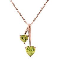 Peridot Twin Heart Pendant Necklace 1.4ctw in 9ct Rose Gold