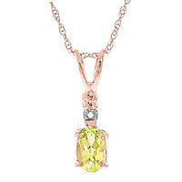 Peridot and Diamond Pendant Necklace 0.45ct in 9ct Rose Gold