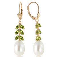 Pearl and Peridot Drop Earrings 9.2ctw in 9ct Gold