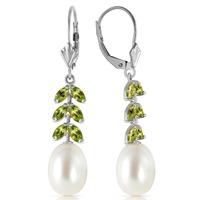 pearl and peridot drop earrings 92ctw in 9ct white gold