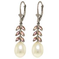 Pearl and Amethyst Drop Earrings 9.2ctw in 9ct White Gold