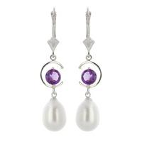 pearl and amethyst drop earrings 90ctw in 9ct white gold