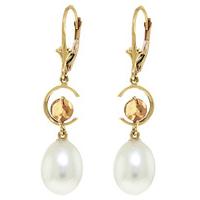 Pearl and Citrine Drop Earrings 9.0ctw in 9ct Gold