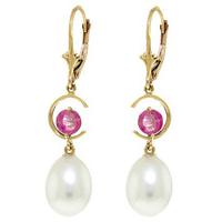 pearl and pink topaz drop earrings 90ctw in 9ct gold