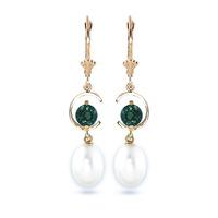 pearl and emerald drop earrings 90ctw in 9ct gold