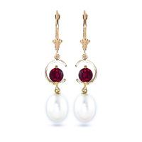 Pearl and Ruby Drop Earrings 9.0ctw in 9ct Gold