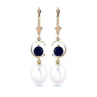 pearl and sapphire drop earrings 90ctw in 9ct gold