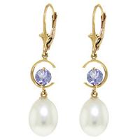 pearl and tanzanite drop earrings 90ctw in 9ct gold