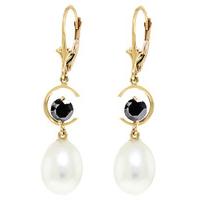 Pearl and Diamond Drop Earrings 8.0ctw in 9ct Gold