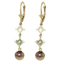 pearl and aquamarine drop earrings 65ctw in 9ct gold