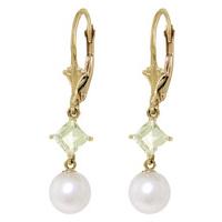 Pearl and Aquamarine Drop Earrings 5.0ctw in 9ct Gold