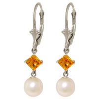 pearl and citrine drop earrings 50ctw in 9ct white gold