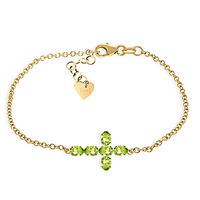 Peridot Adjustable Cross Bracelet 1.7ctw in 9ct Gold