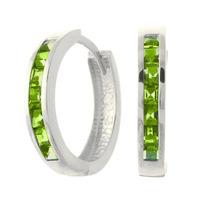 Peridot Huggie Earrings 1.4ct in 9ct White Gold