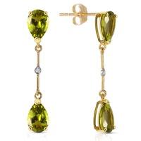 Peridot and Diamond Drop Earrings 6.0ctw in 9ct Gold