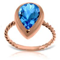 Pear Cut Blue Topaz Ring 4.0ct in 9ct Rose Gold