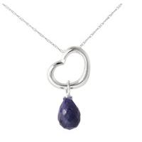 pear cut sapphire pendant necklace 33ct in 9ct white gold