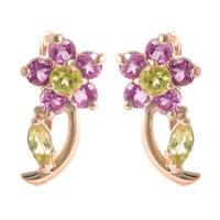 peridot and amethyst flower stud earrings 172ctw in 9ct rose gold