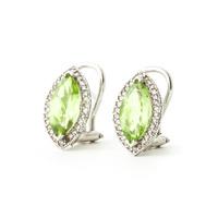 Peridot and Diamond French Clip Halo Earrings 4.0ctw in 9ct White Gold