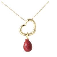 Pear Cut Ruby Pendant Necklace 3.3ct in 9ct Gold