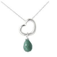 Pear Cut Emerald Pendant Necklace 3.3ct in 9ct White Gold