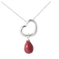 Pear Cut Ruby Pendant Necklace 3.3ct in 9ct White Gold