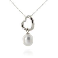 Pear Cut Pearl Pendant Necklace 4.0ct in 9ct White Gold