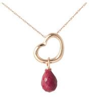 Pear Cut Ruby Pendant Necklace 3.3ct in 9ct Rose Gold