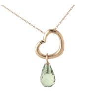 Pear Cut Green Amethyst Pendant Necklace 2.25ct in 9ct Rose Gold