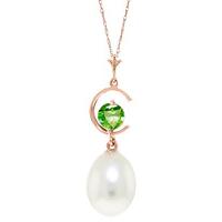 Pearl and Peridot Pendant Necklace 4.5ctw in 9ct Rose Gold