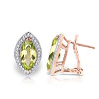 Peridot and Diamond French Clip Halo Earrings 4.0ctw in 9ct Rose Gold