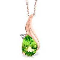 Peridot and Diamond Pendant Necklace 2.0ct in 9ct Rose Gold