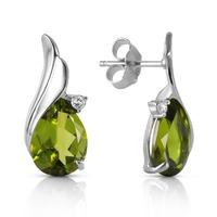 Peridot and Diamond Stud Earrings 4.2ctw in 9ct White Gold