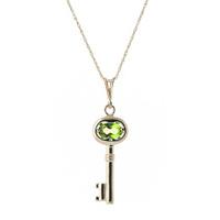 Peridot Key Charm Pendant Necklace 0.5ct in 9ct Rose Gold