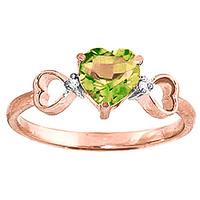 peridot and diamond trinity ring 06ct in 9ct rose gold