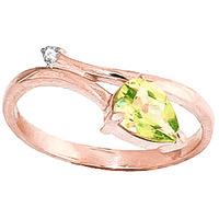 Peridot and Diamond Ring 0.82ct in 9ct Rose Gold