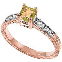 Peridot and Diamond Shoulder Set Ring 0.5ct in 9ct Rose Gold