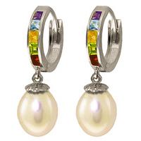 pearl amethyst and blue topaz earrings 90ctw in 9ct white gold