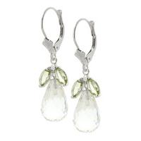 peridot and white topaz drop earrings 144ctw in 9ct white gold