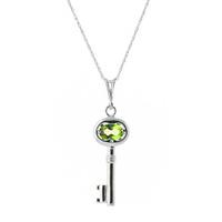 peridot key charm pendant necklace 05ct in 9ct white gold