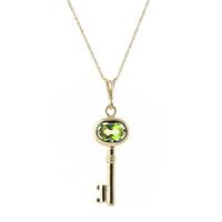 Peridot Key Charm Pendant Necklace 0.5ct in 9ct Gold